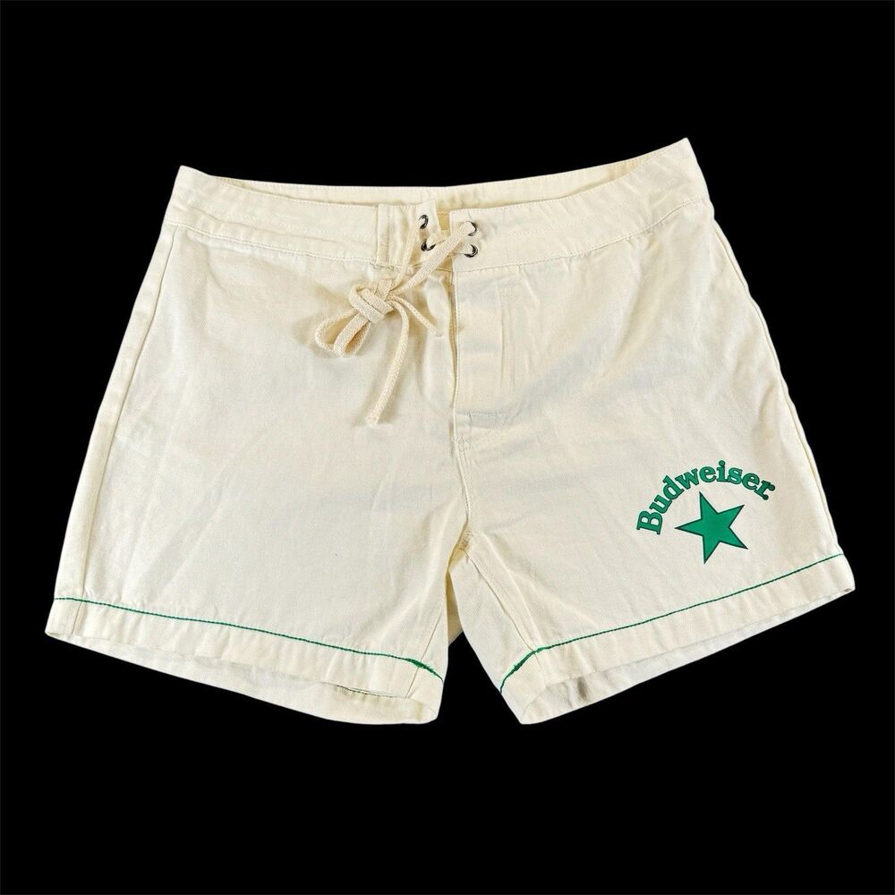 Pacsun X Budweiser Sz 30 Mens Hybrid Shorts Ivory Green Unlined Casual Beach